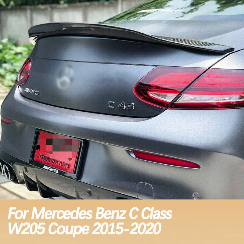 Carbon Look Trunk Spoiler For Mercedes W205 C205 Coupe C200 C300 C43 C63 2015-2023 - Image 5