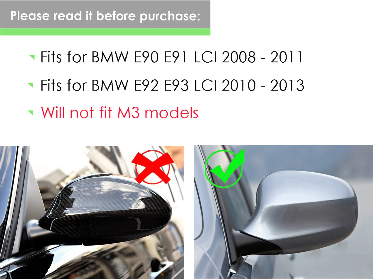 For BMW E90 E91 E92 E93 LCI Real Carbon Fiber Side Mirror Cover Caps Replacement - Image 4