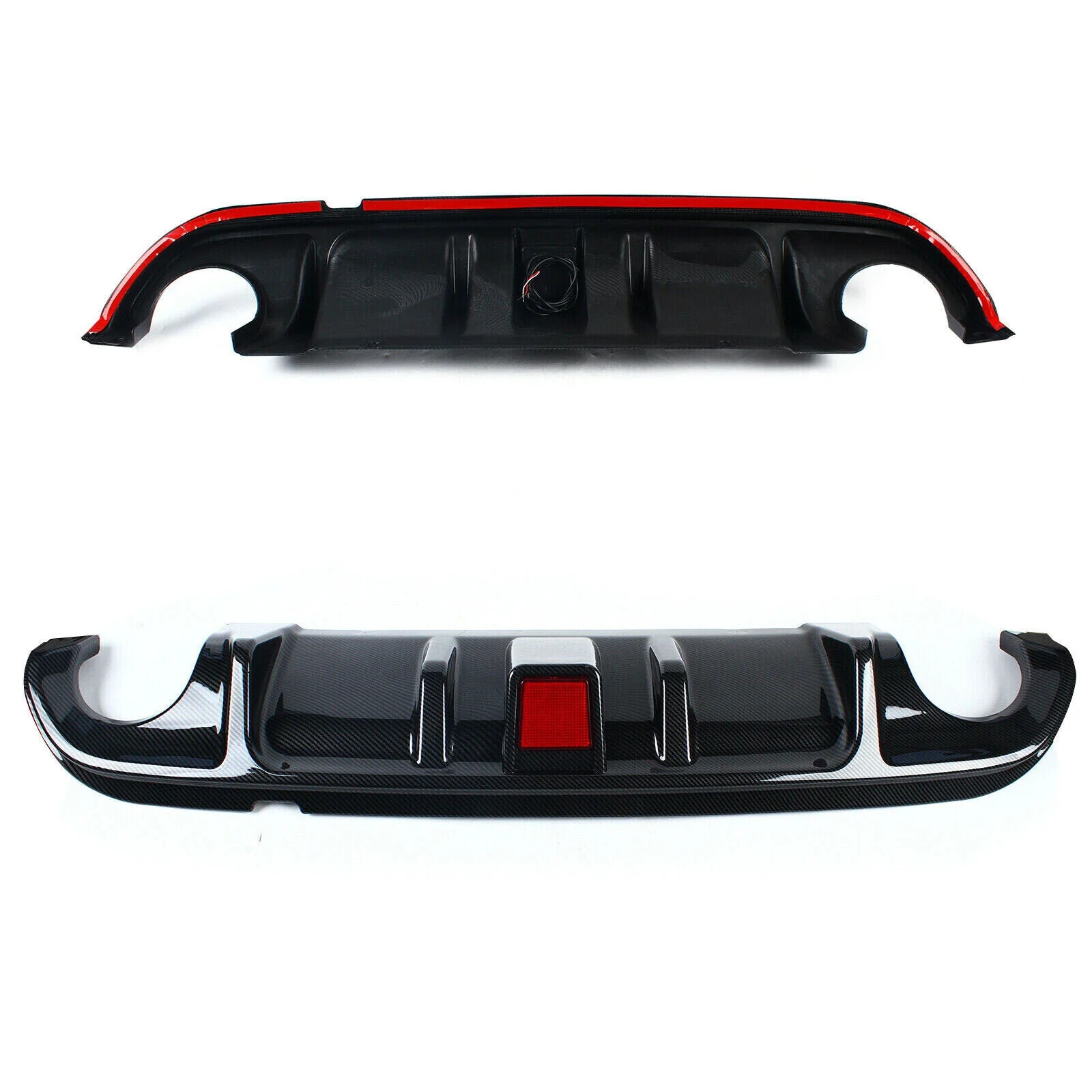 Carbon Fiber Look Rear Diffuser w/ LED Brake Light for Infiniti Q50 2014 2015 2016 2017 - Image 4