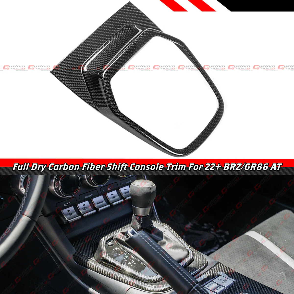 Carbon Fiber Shift Gear Console Panel Trim for 2022–2026 Subaru BRZ Toyota GR86 Auto