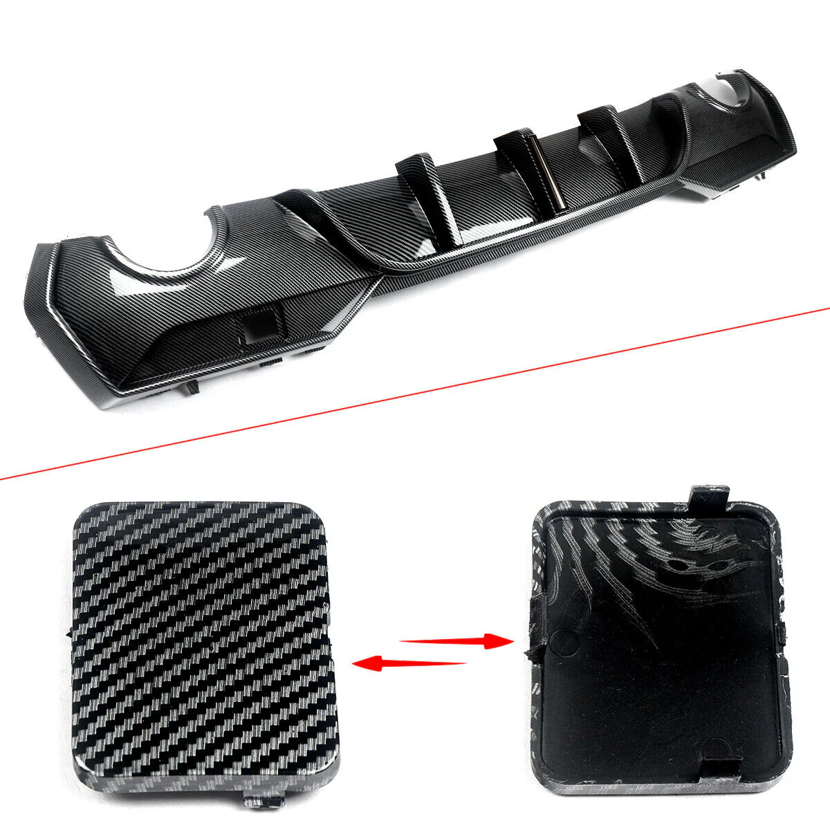 Carbon Look Rear Diffuser w/ LED For BMW G22 G23 430i 440i M Sport 2020-2024 - Image 9