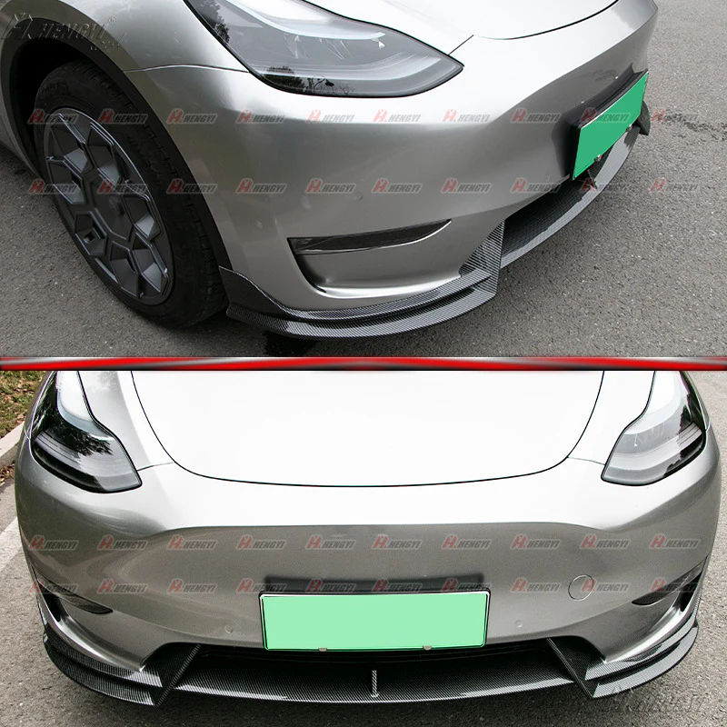 Carbon Style Front Bumper Lip Spoiler Splitter For Tesla Model Y 2020-2024 - Image 3