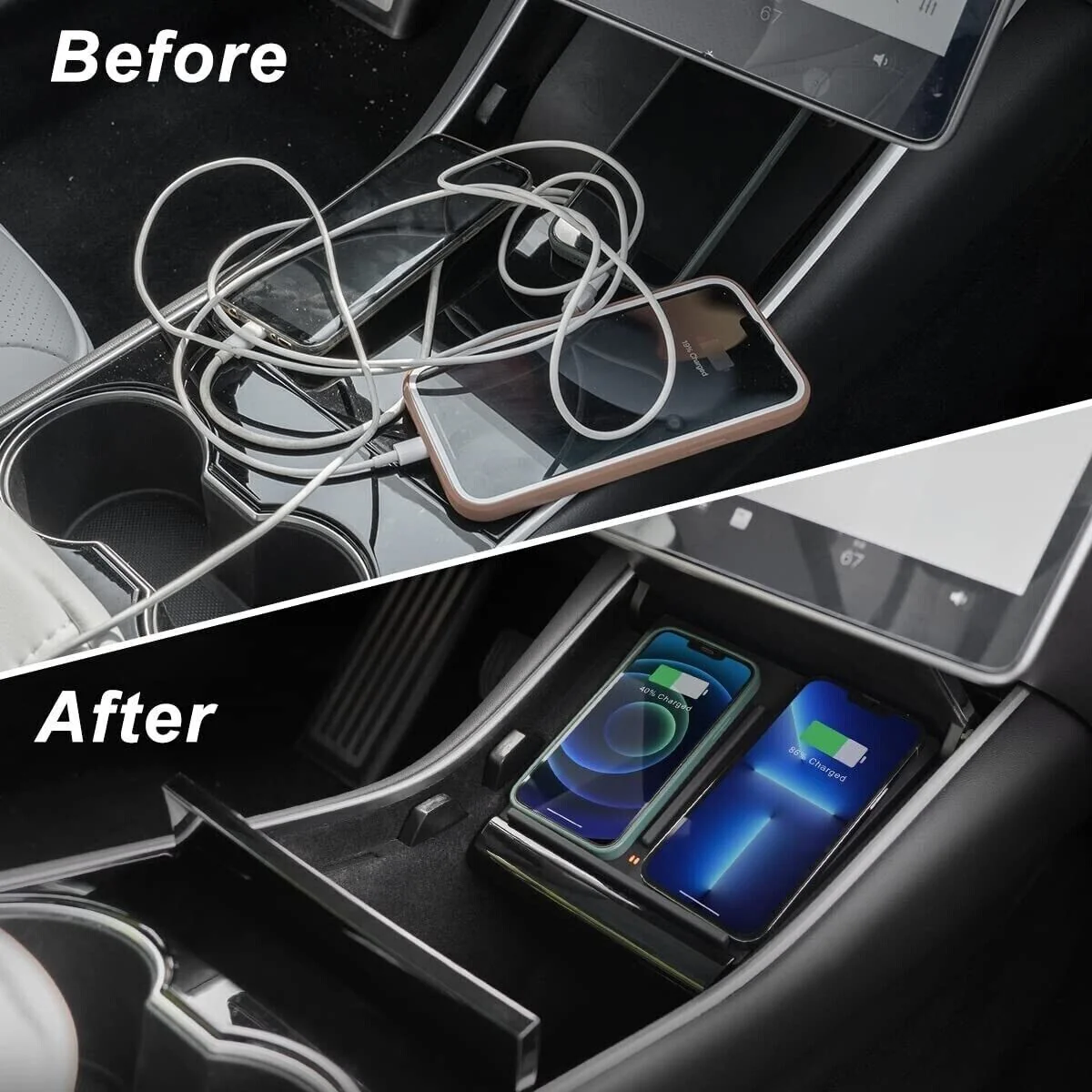 Center Wireless Charger Dual Phone Qi Charging Pad for Tesla Model 3 2017-2020 - Image 11