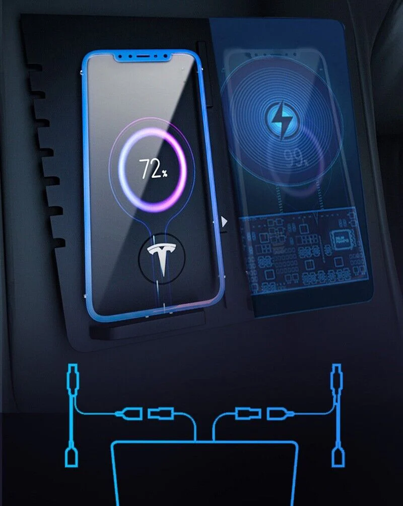 Center Wireless Charger Dual Phone Qi Charging Pad for Tesla Model 3 2017-2020 - Image 6