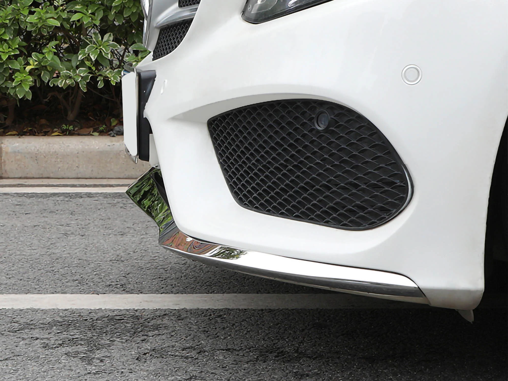 3pcs For Mercedes-Benz W205 AMG 2015-2018 Front Bumper Lip Lower Molding Trim Chrome - Image 4