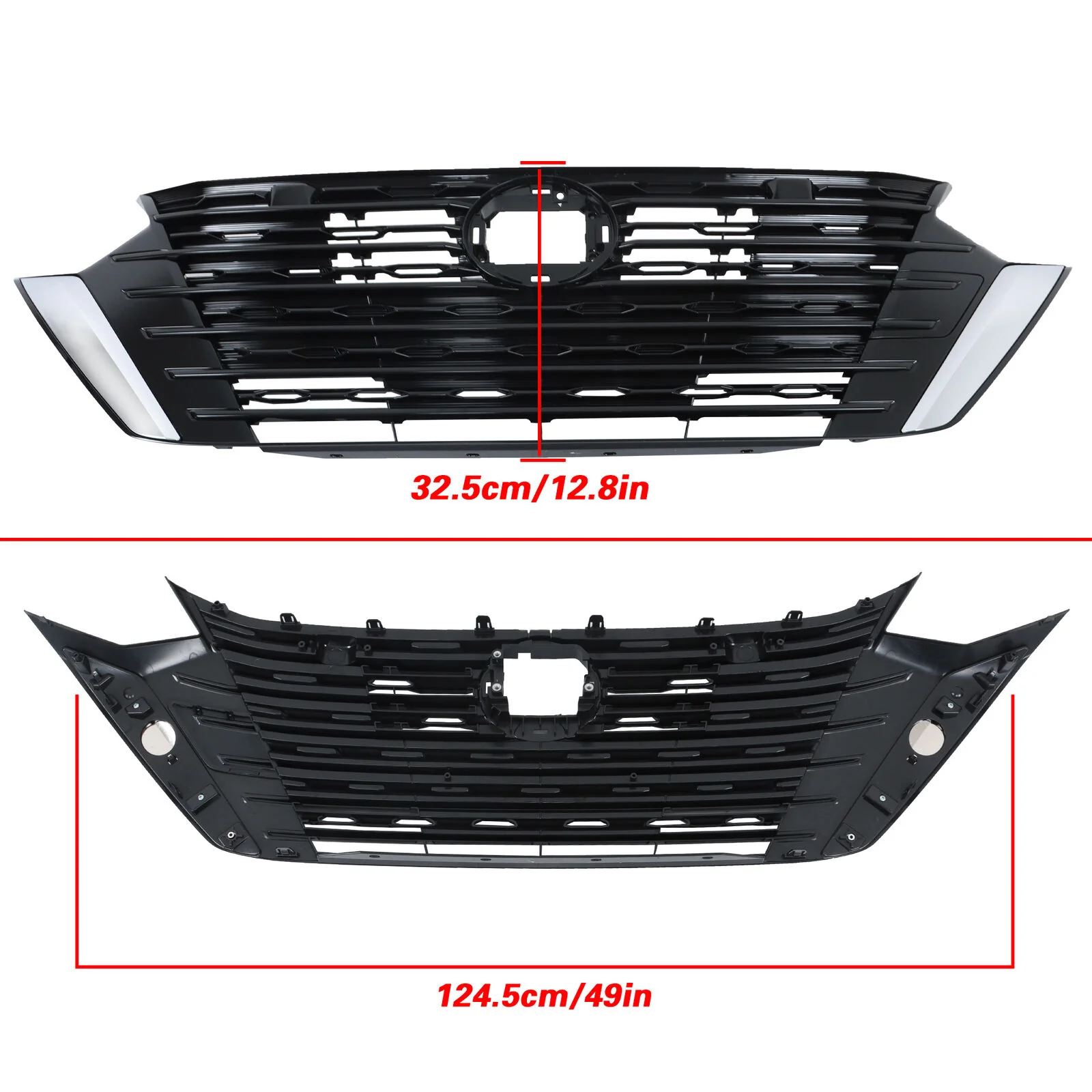 Chrome/Black Front Bumper Upper Grille For 2024-2025 Nissan Sentra S SV 62310-6LY0A - Image 2