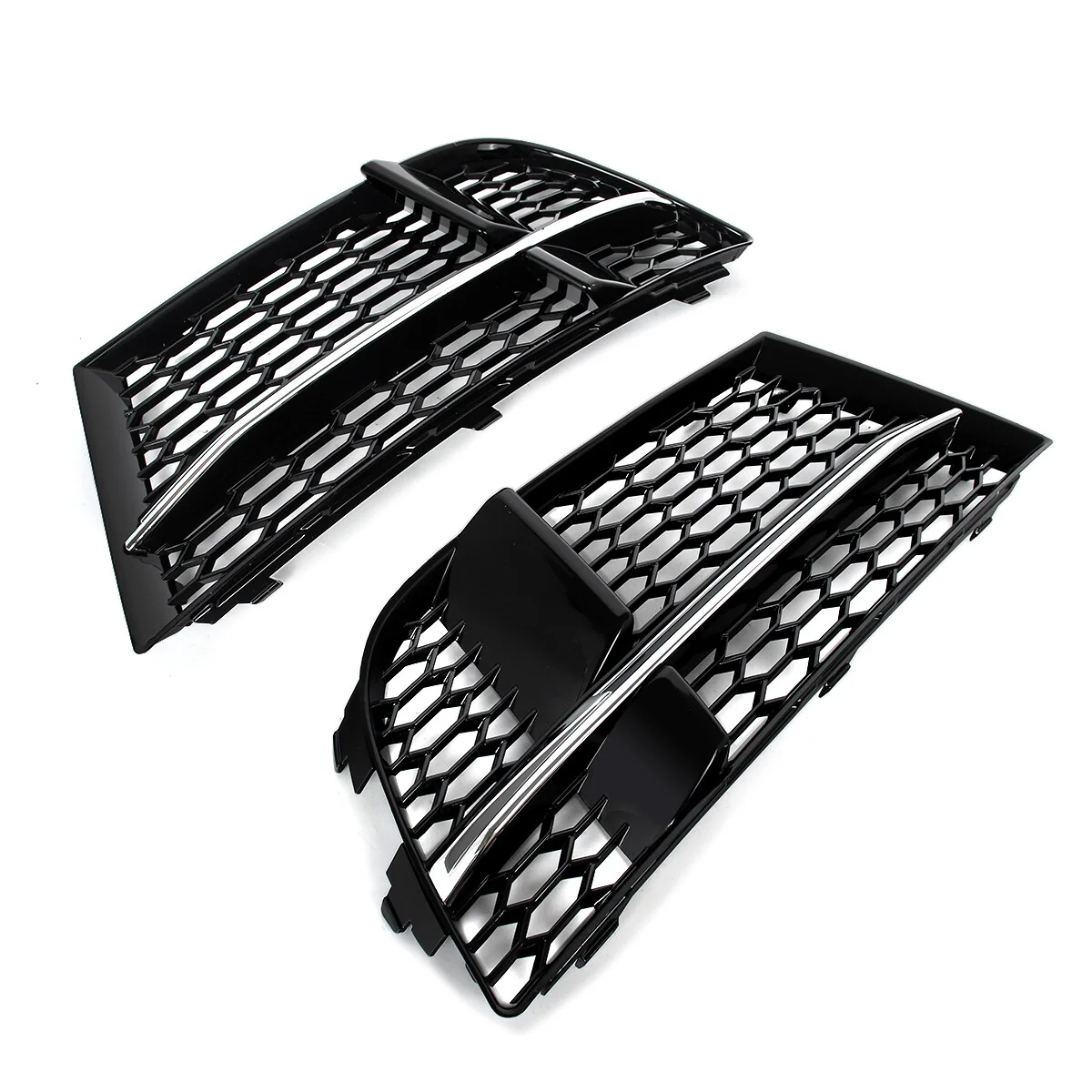 Chrome+Black Honeycomb Fog Light Grill Mesh Cover Fits Audi A3 S Line 2017-2020 - Image 12