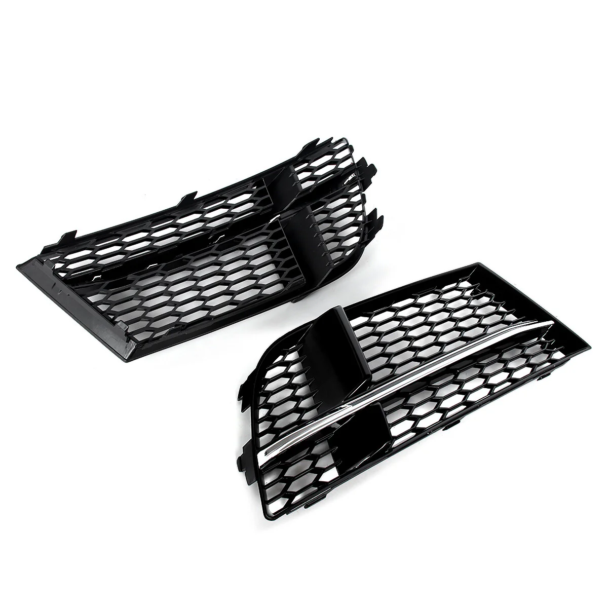 Chrome+Black Honeycomb Fog Light Grill Mesh Cover Fits Audi A3 S Line 2017-2020 - Image 13