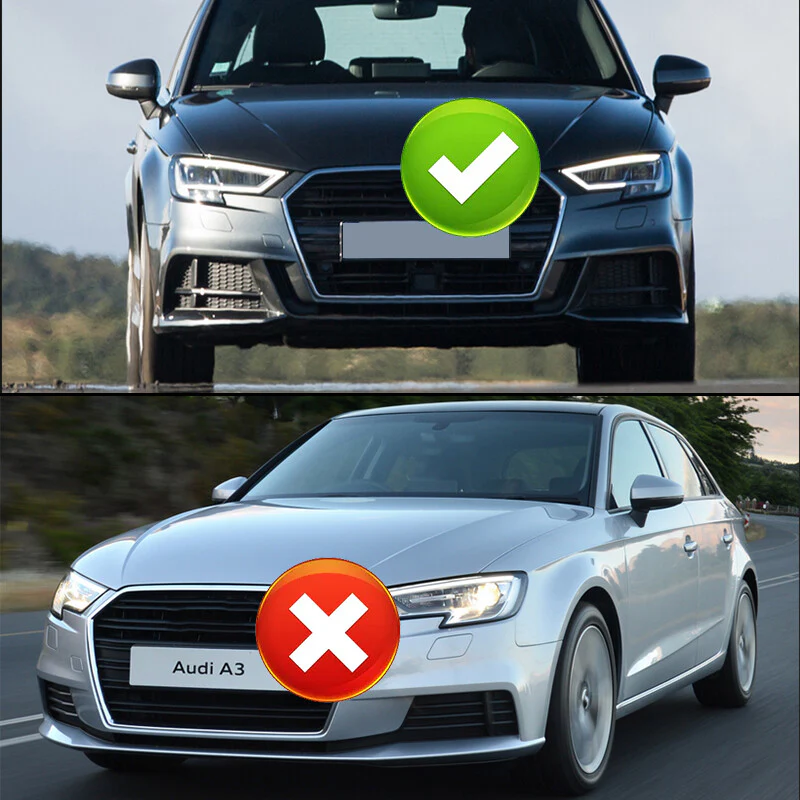 Chrome+Black Honeycomb Fog Light Grill Mesh Cover Fits Audi A3 S Line 2017-2020 - Image 2