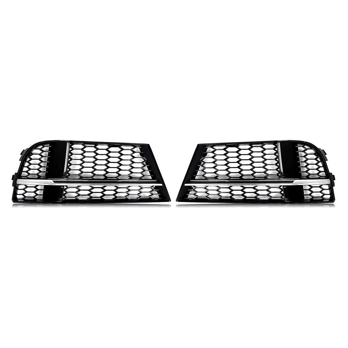 Chrome+Black Honeycomb Fog Light Grill Mesh Cover Fits Audi A3 S Line 2017-2020 - Image 3