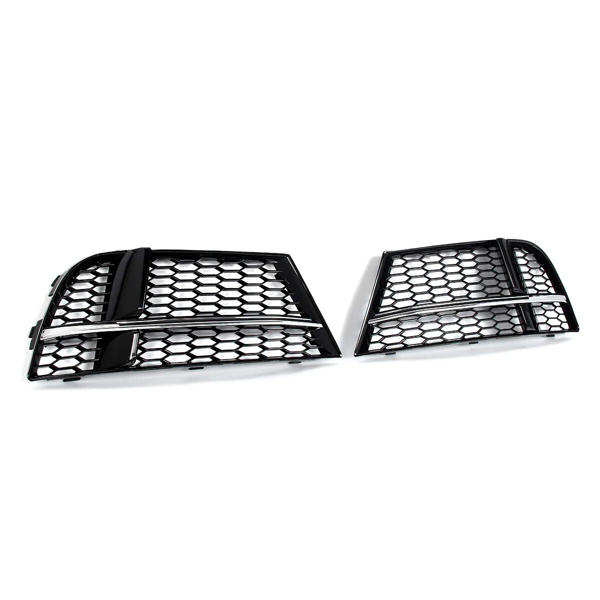 Chrome+Black Honeycomb Fog Light Grill Mesh Cover Fits Audi A3 S Line 2017-2020 - Image 5