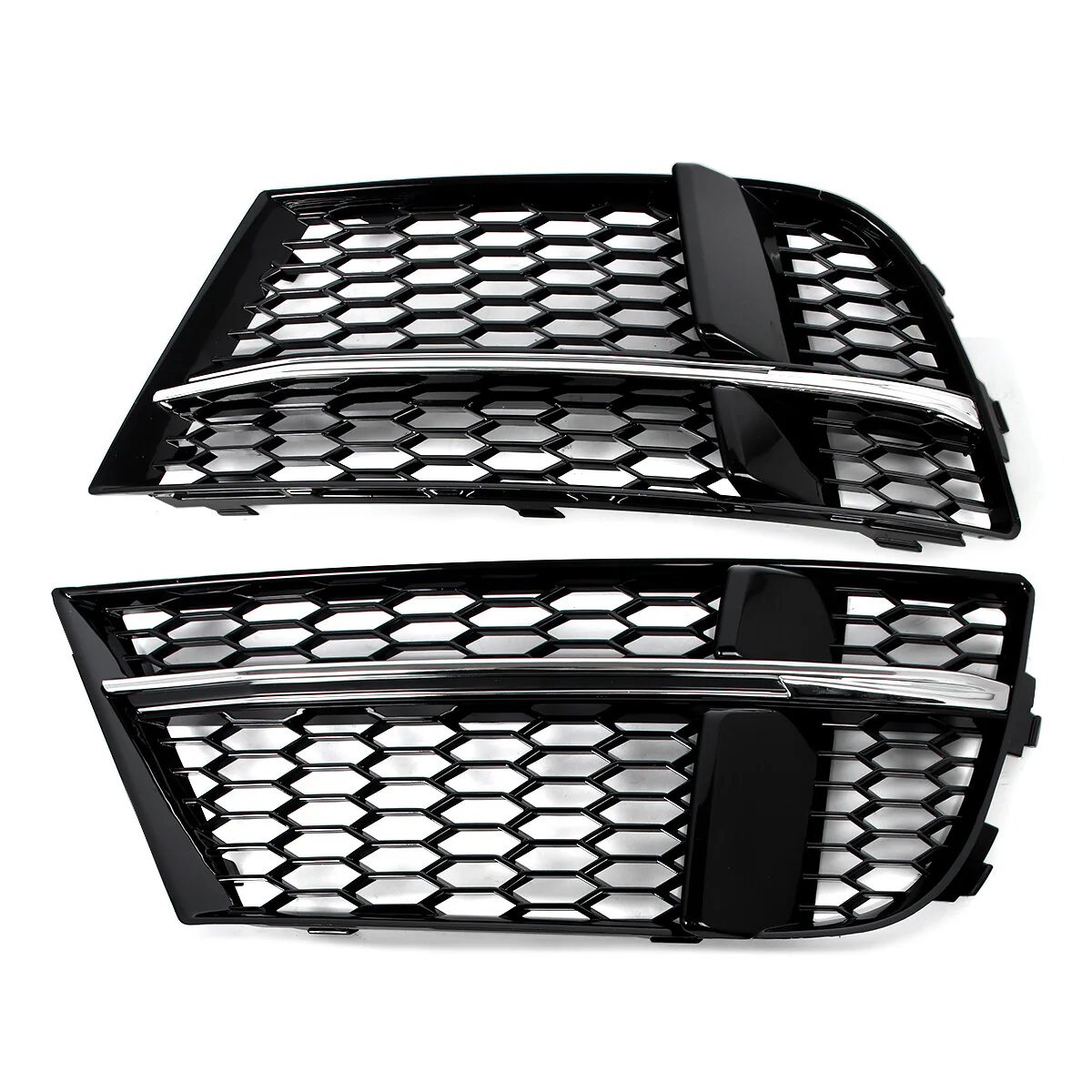 Chrome+Black Honeycomb Fog Light Grill Mesh Cover Fits Audi A3 S Line 2017-2020 - Image 7