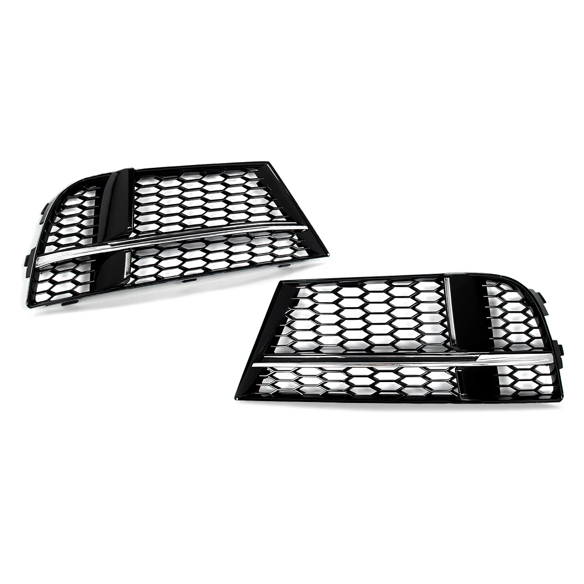 Chrome+Black Honeycomb Fog Light Grill Mesh Cover Fits Audi A3 S Line 2017-2020 - Image 8