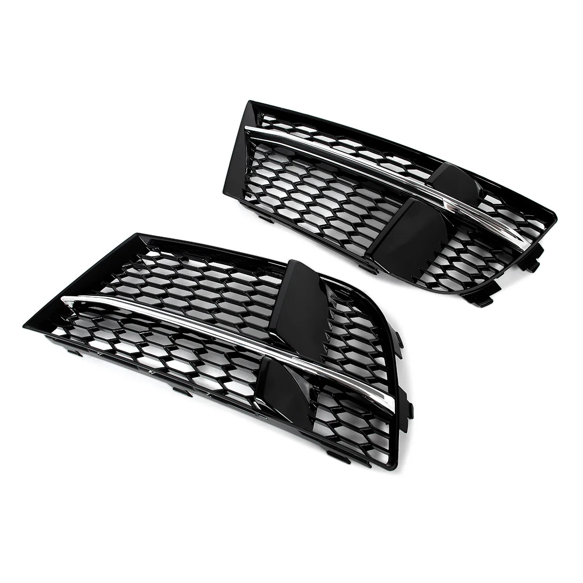Chrome+Black Honeycomb Fog Light Grill Mesh Cover Fits Audi A3 S Line 2017-2020 - Image 9