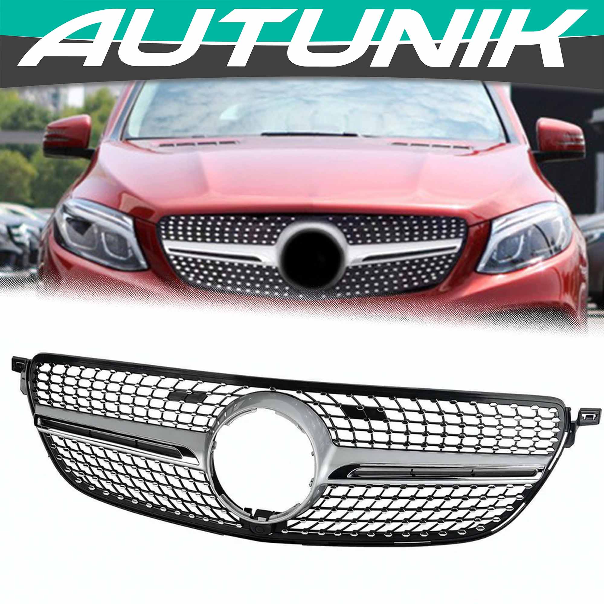 Chrome Diamond Front Grill For 2016-2019 Mercedes W166 GLE SUV - Image 8