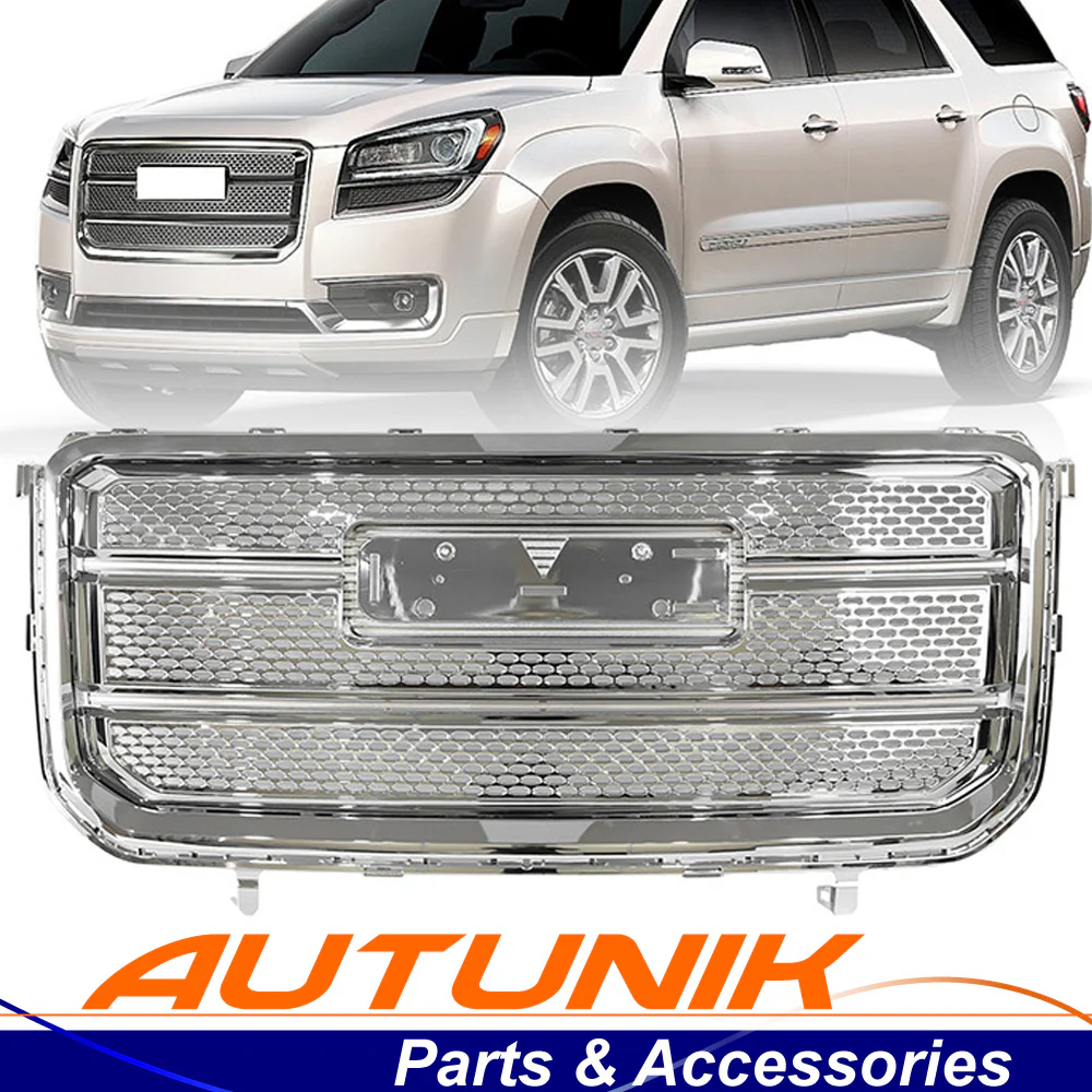 Chrome Front Upper Bumper Grille For 2013-2016 GMC Acadia Denali Style