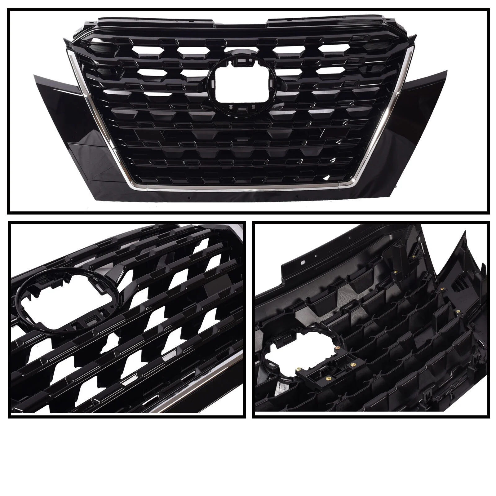 Black Front Bumper Upper Grille Replacement For 2021-2023 Nissan Kicks - Image 2