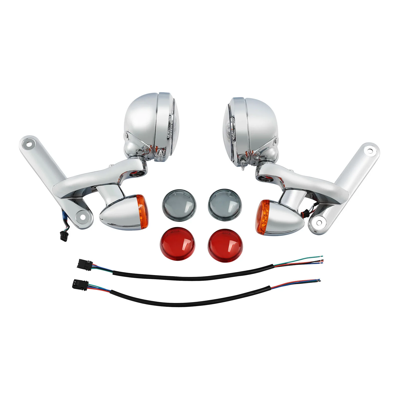 Chrome LED Spot Fog Passing Lights Lamp Turn Signals Bar Kit Fit for Harley Road King - Image 3