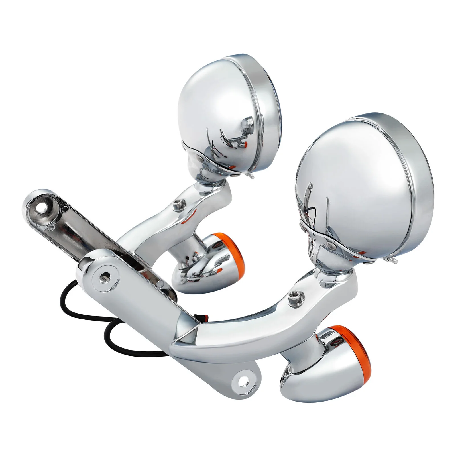 Chrome LED Spot Fog Passing Lights Lamp Turn Signals Bar Kit Fit for Harley Road King - Image 6
