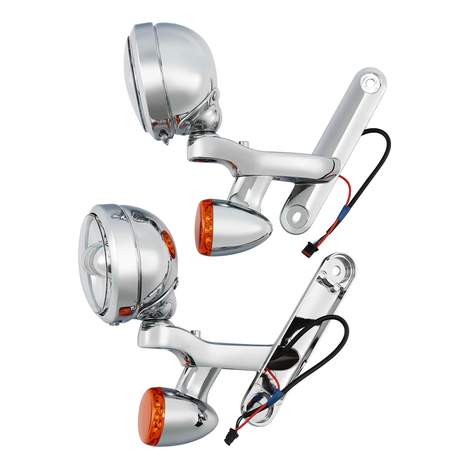 Chrome LED Spot Fog Passing Lights Lamp Turn Signals Bar Kit Fit for Harley Road King - Image 8