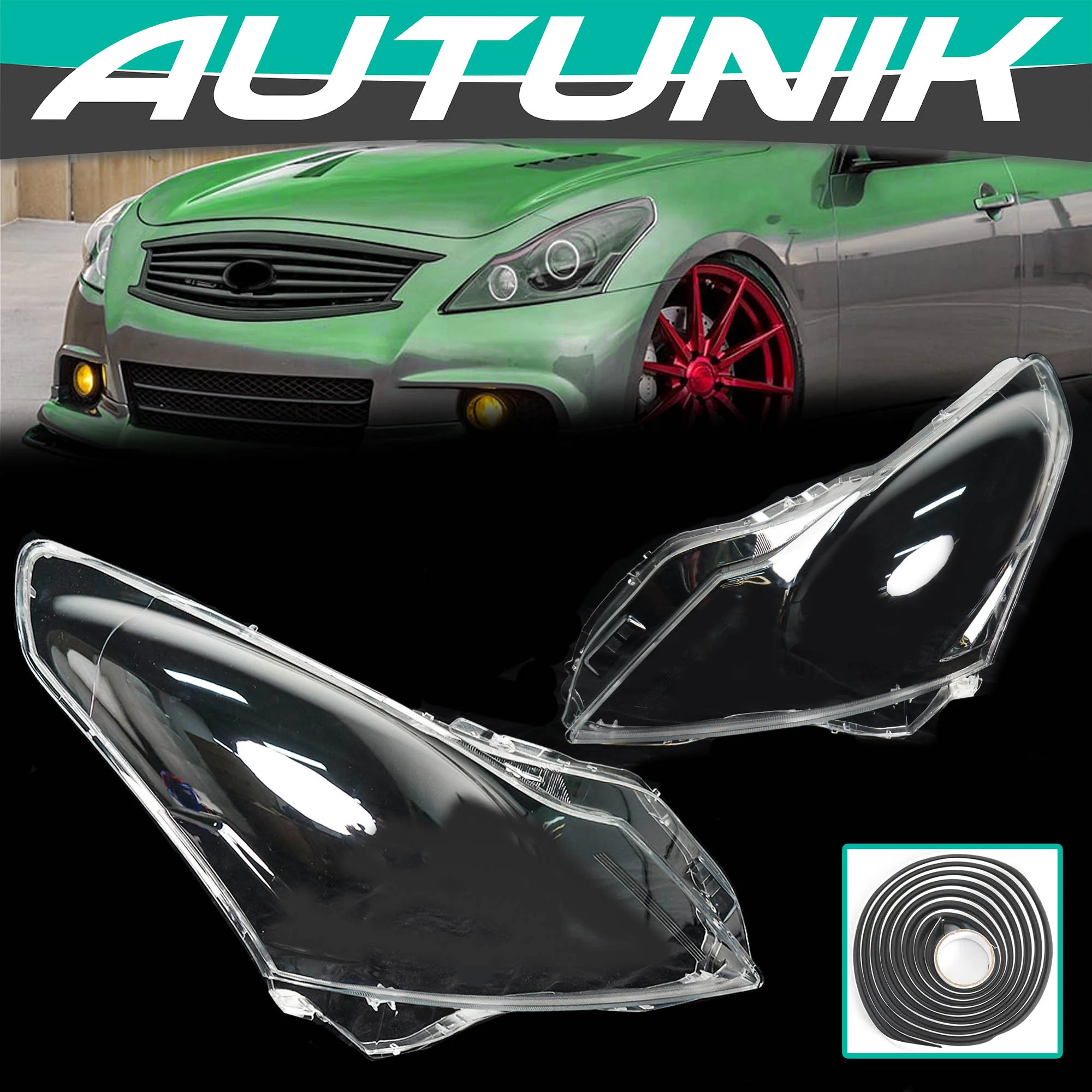 Clear Headlight Lens Covers Pair Left+Right For Infiniti G37 G35 G25 Q40 Sedan 2007-2015