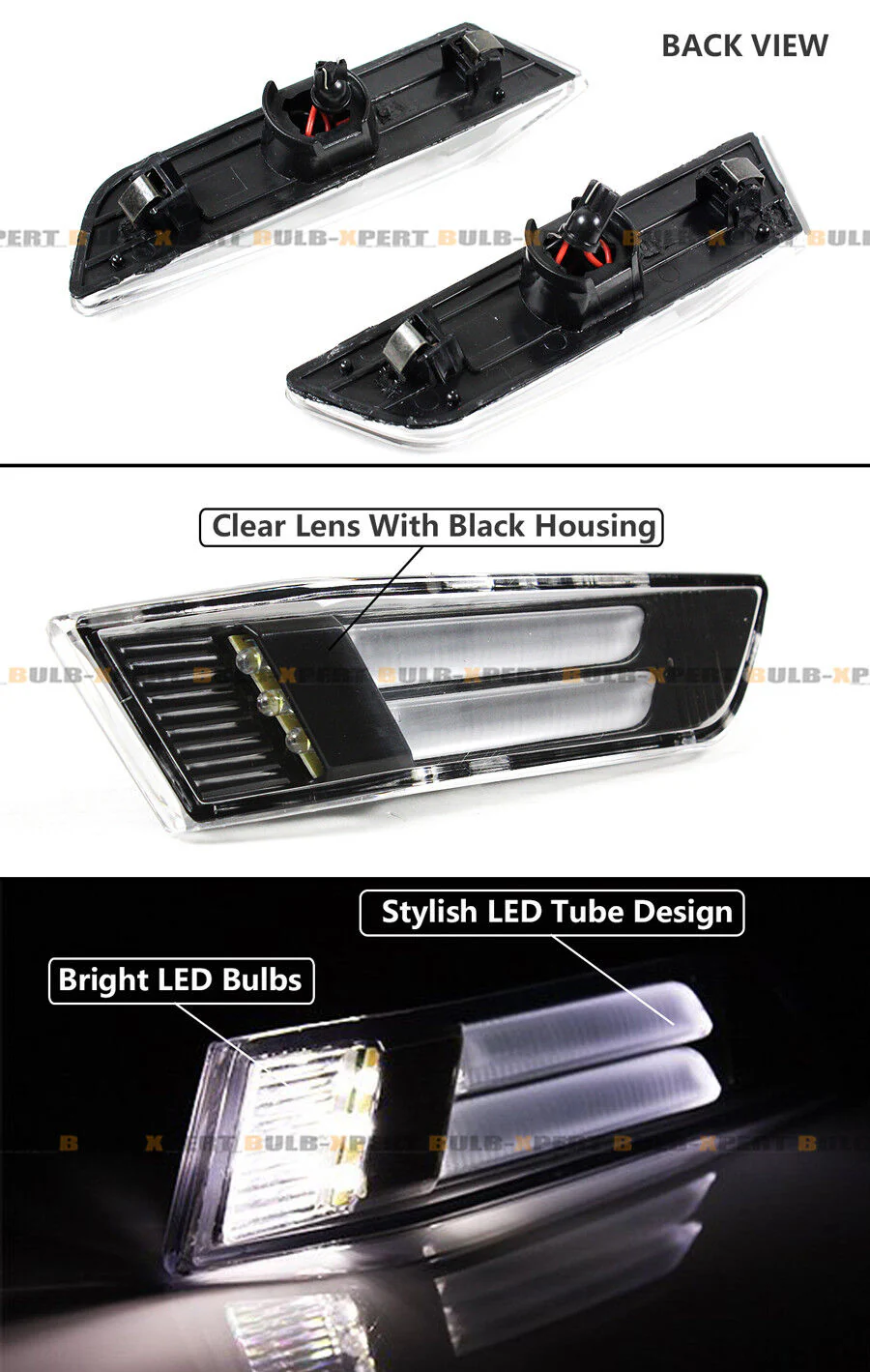 Clear Lens LED Side Marker Lamps Fender Lights For 2003-2007 Infiniti G35 Coupe - Image 2