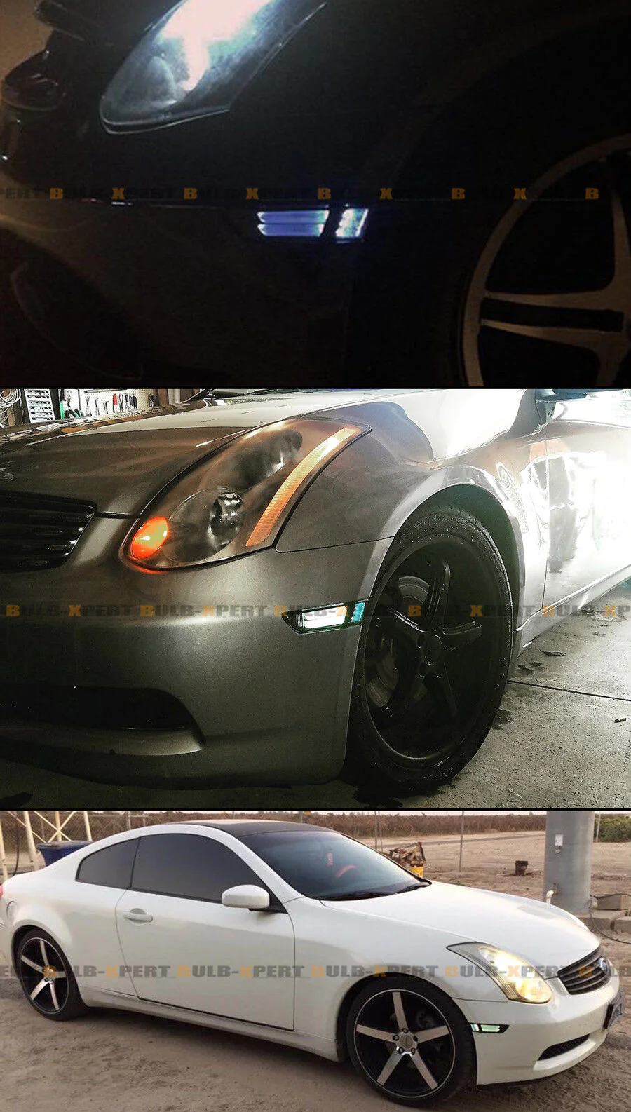 Clear Lens LED Side Marker Lamps Fender Lights For 2003-2007 Infiniti G35 Coupe - Image 3