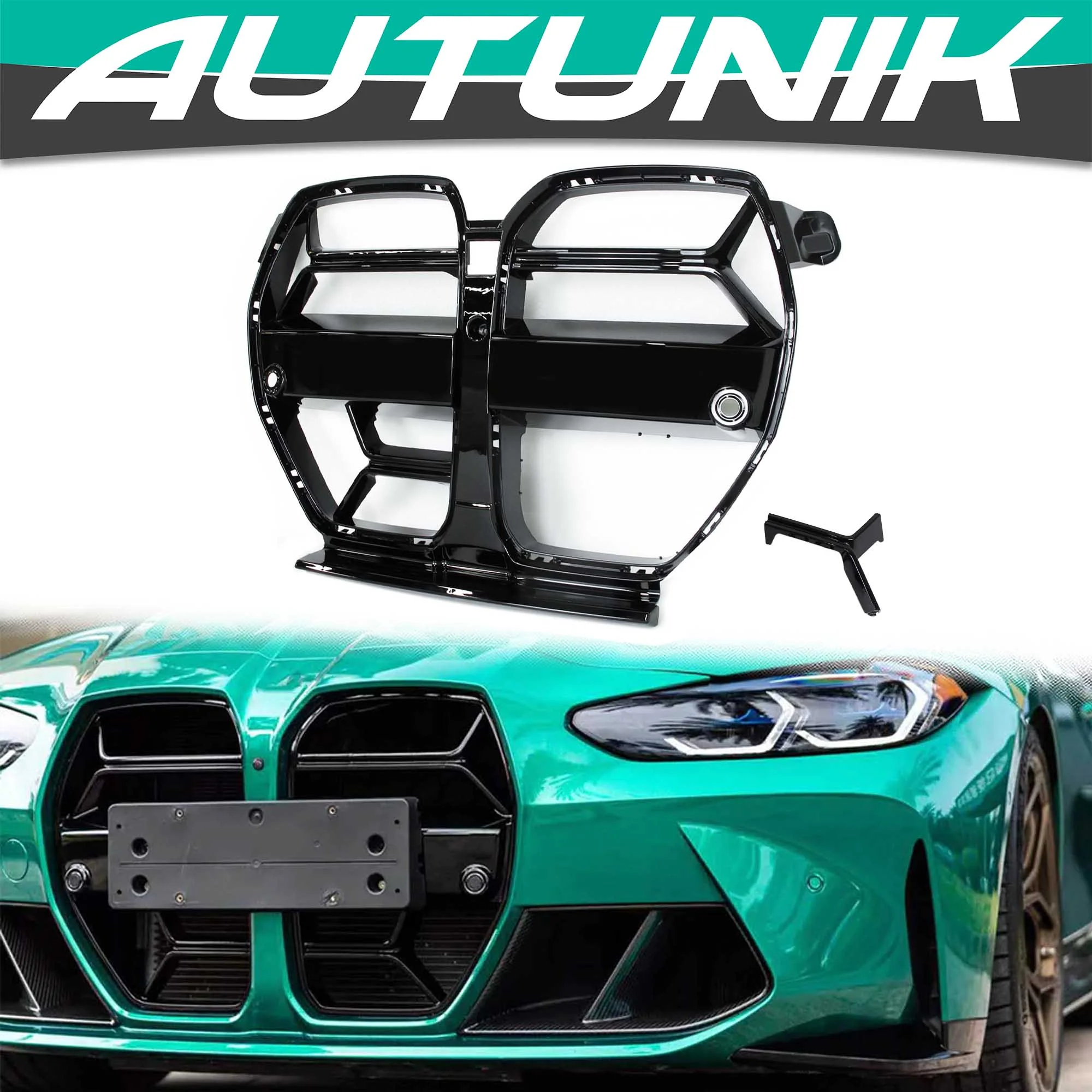 For BMW M3 G80 M4 G82 G83 2021-2025 Gloss Black Front Bumper Upper Nose Grille