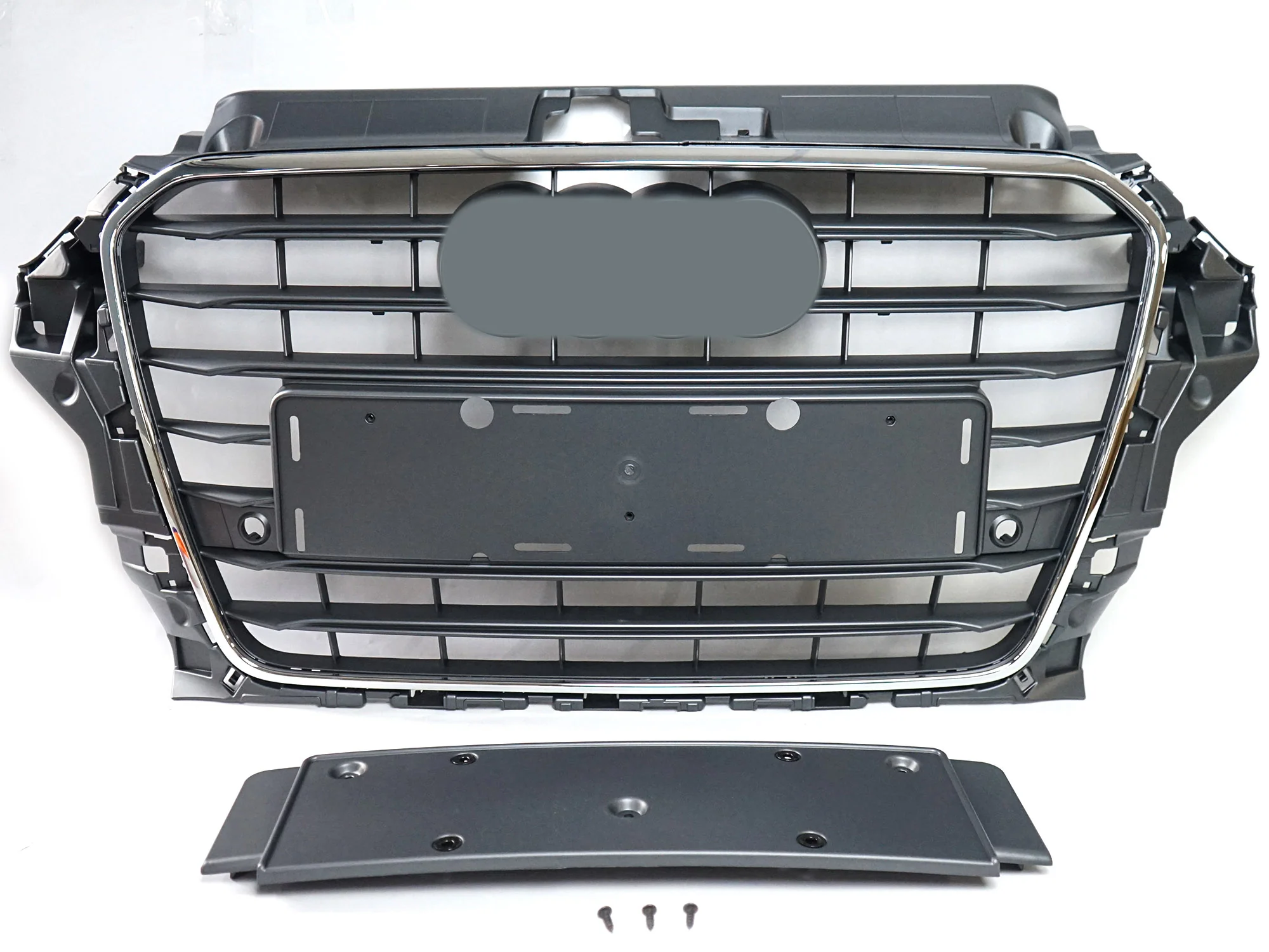 Dark Grey Front Bumper Grille w/ Chrome Frame For Audi A3 S3 8V 2014–2016 - Image 3