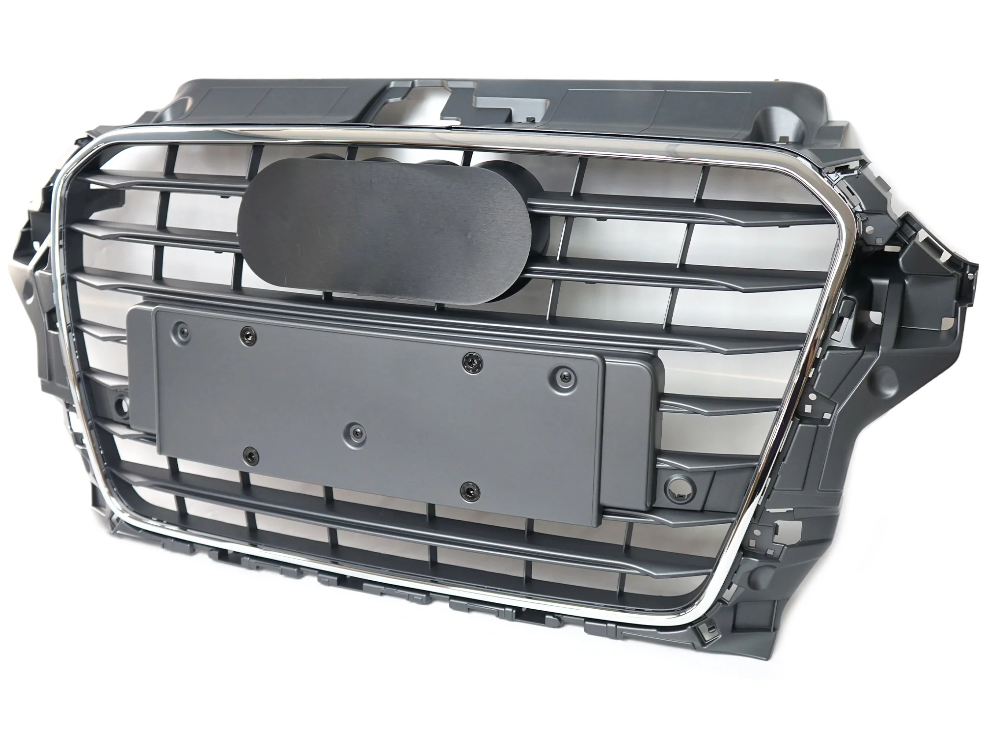 Dark Grey Front Bumper Grille w/ Chrome Frame For Audi A3 S3 8V 2014–2016 - Image 4