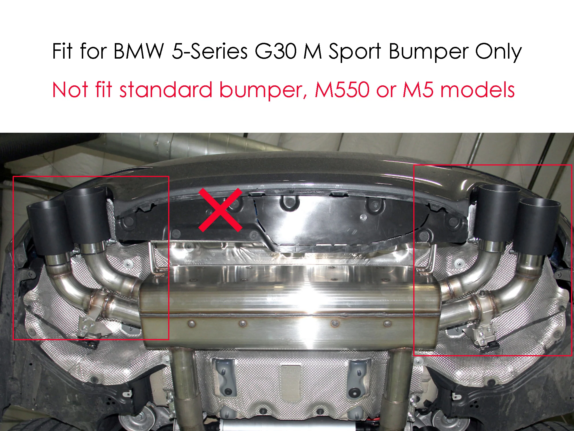 Gloss Black LED Rear Diffuser + Quad Exhaust Tips For BMW G30 520i 540i M Sport 2017-2023 - Image 3