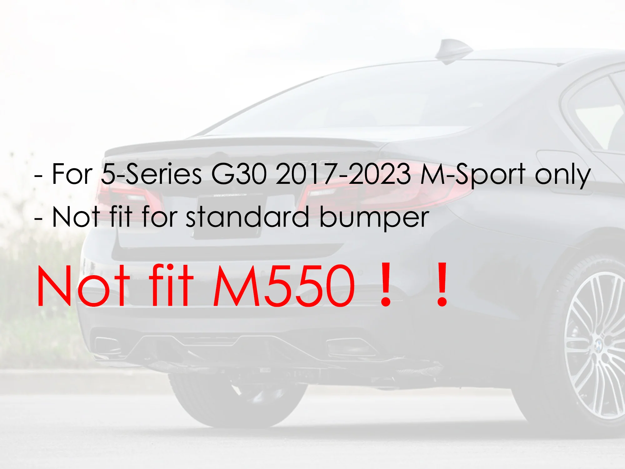 MP Style Gloss Black Diffuser + Twin Exhaust Tips For BMW G30 530i 540i M Sport 2017–2023 - Image 3