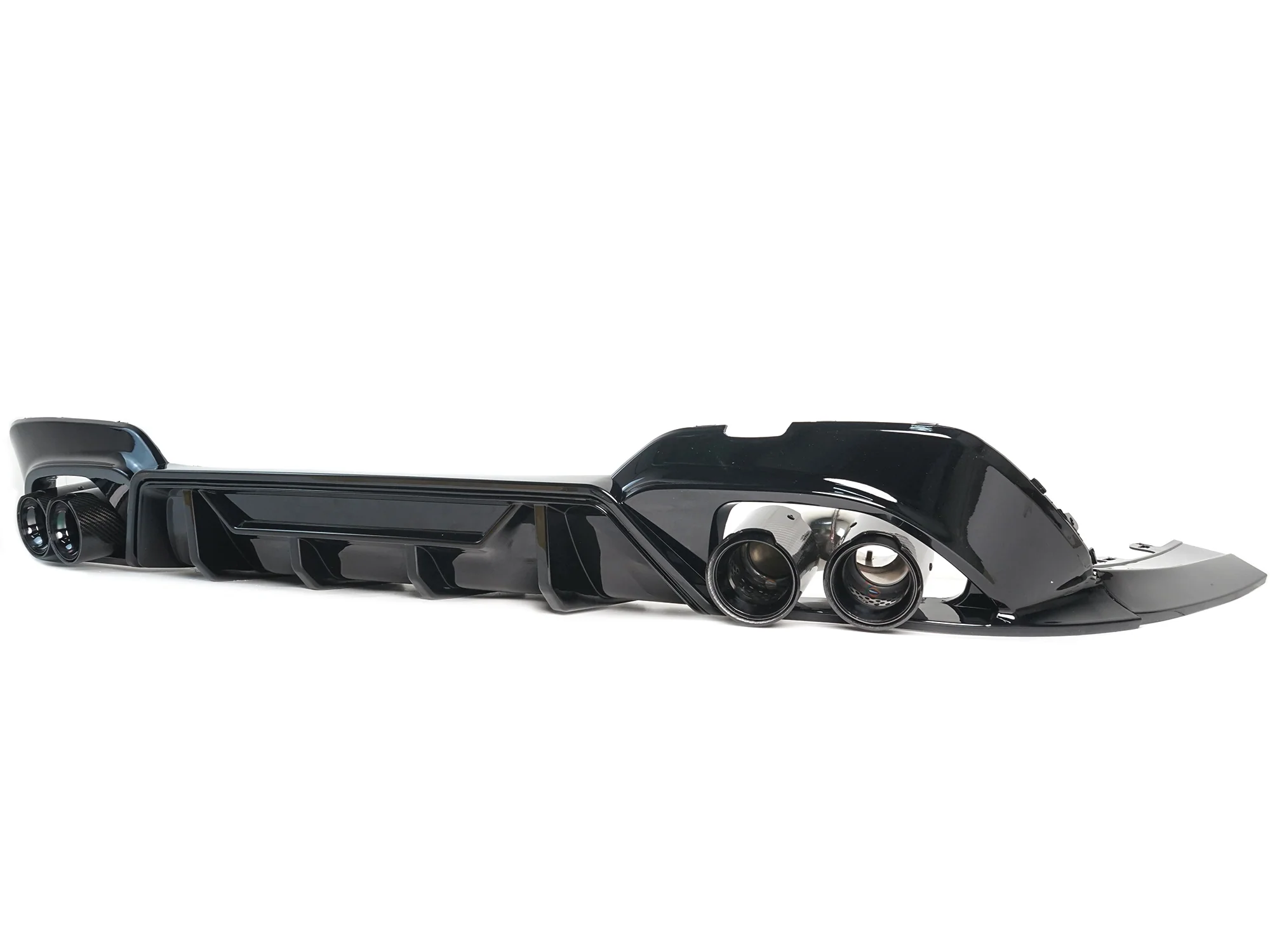For 2019-2022 BMW G20 M340i Gloss Black Rear Diffuser w/ Carbon Fiber Quad Exhaust Tips - Image 4