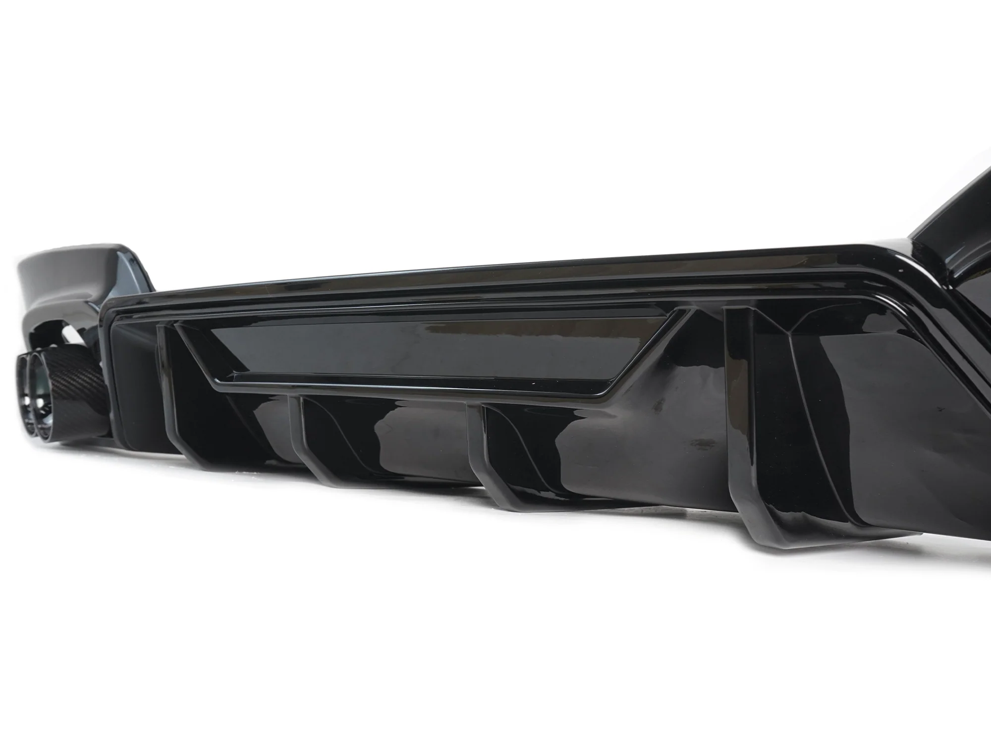 For 2019-2022 BMW G20 M340i Gloss Black Rear Diffuser w/ Carbon Fiber Quad Exhaust Tips - Image 5