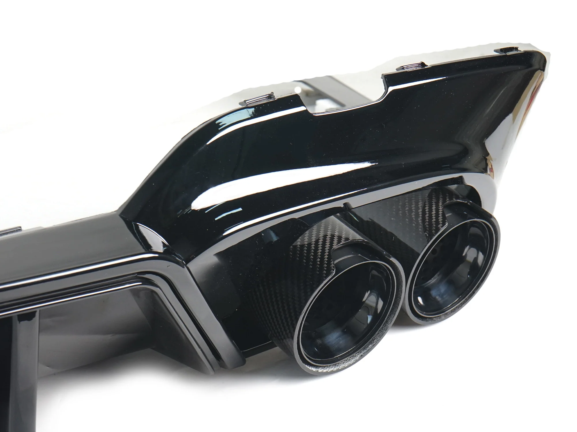 For 2019-2022 BMW G20 M340i Gloss Black Rear Diffuser w/ Carbon Fiber Quad Exhaust Tips - Image 6