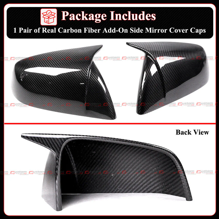 Direct Add-On For 2016-2025 Tesla Model X Full Carbon Fiber M Horn Style Side Mirror Caps Covers - Image 3