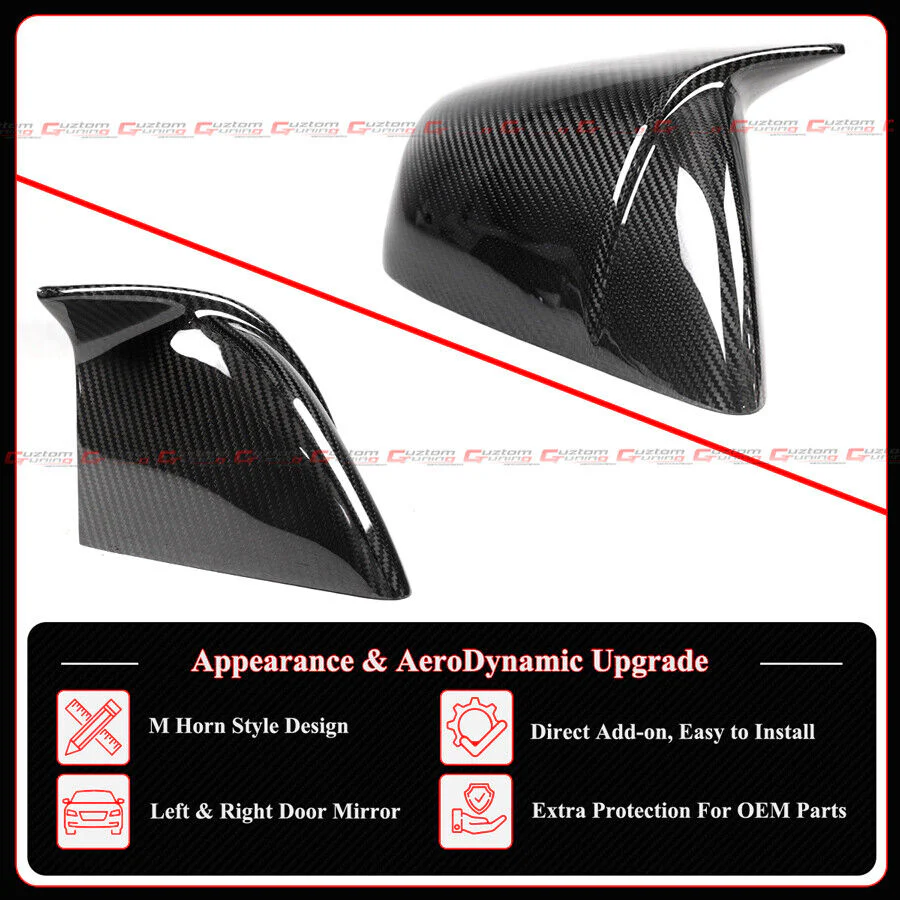 Direct Add-On For 2016-2025 Tesla Model X Full Carbon Fiber M Horn Style Side Mirror Caps Covers - Image 4