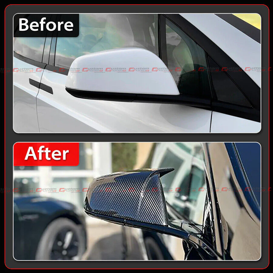 Direct Add-On For 2016-2025 Tesla Model X Full Carbon Fiber M Horn Style Side Mirror Caps Covers - Image 8