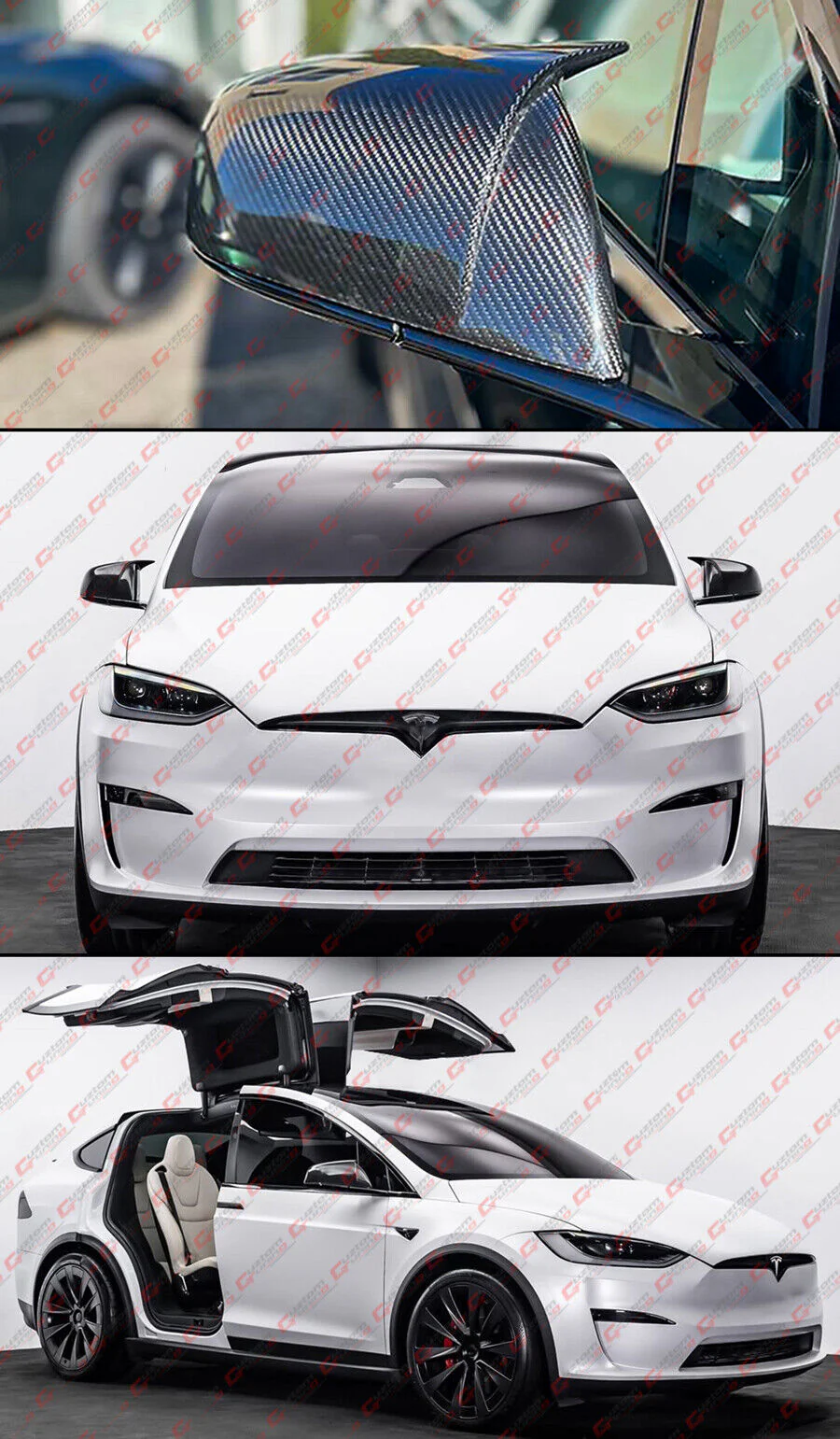 Direct Add-On For 2016-2025 Tesla Model X Full Carbon Fiber M Horn Style Side Mirror Caps Covers - Image 9