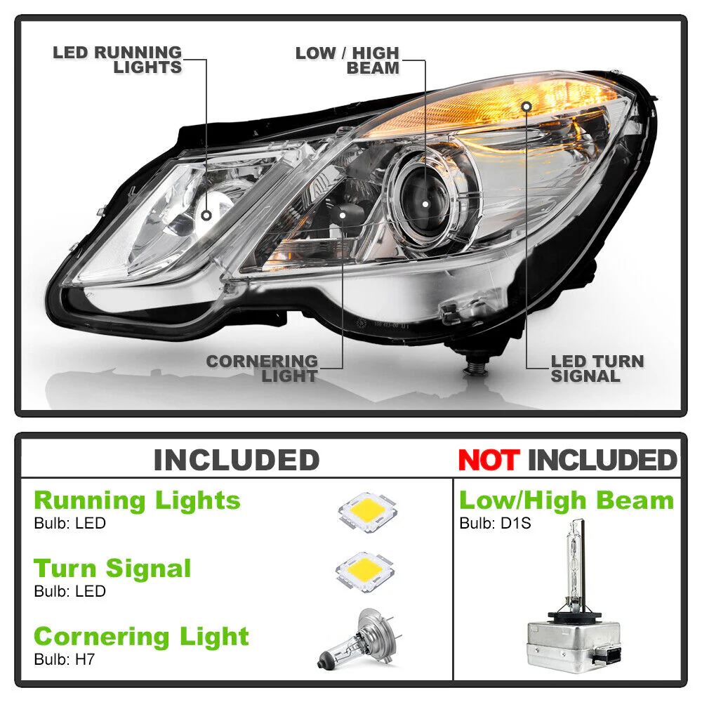 Driver Left Side For 2010-2013 Mercedes Benz W212 E350 E550 4-Door HID w/AFS Projector Headlight - Image 3