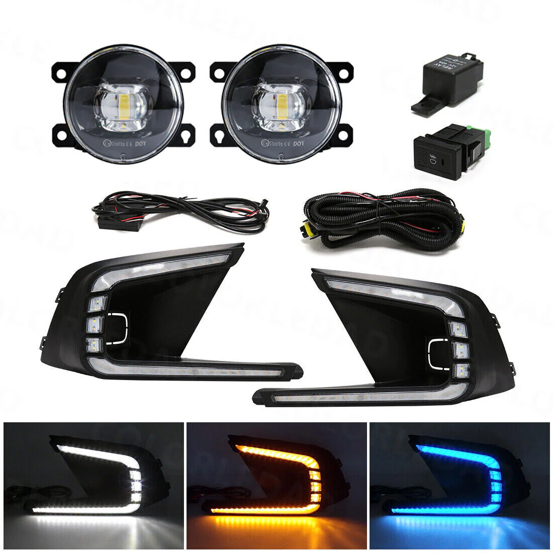Fits 2022-2024 Honda Civic Sedan Hatchback Driving LED DRL & Fog Lights Kit