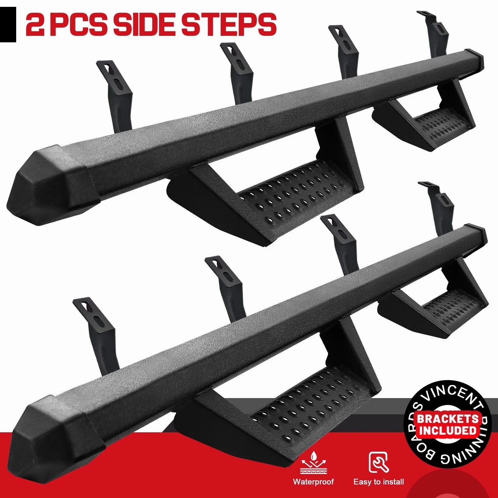 Drop Running Boards FOR 2024 2025+ Toyota Tacoma Crew Cab 3" Black Nerf Bar