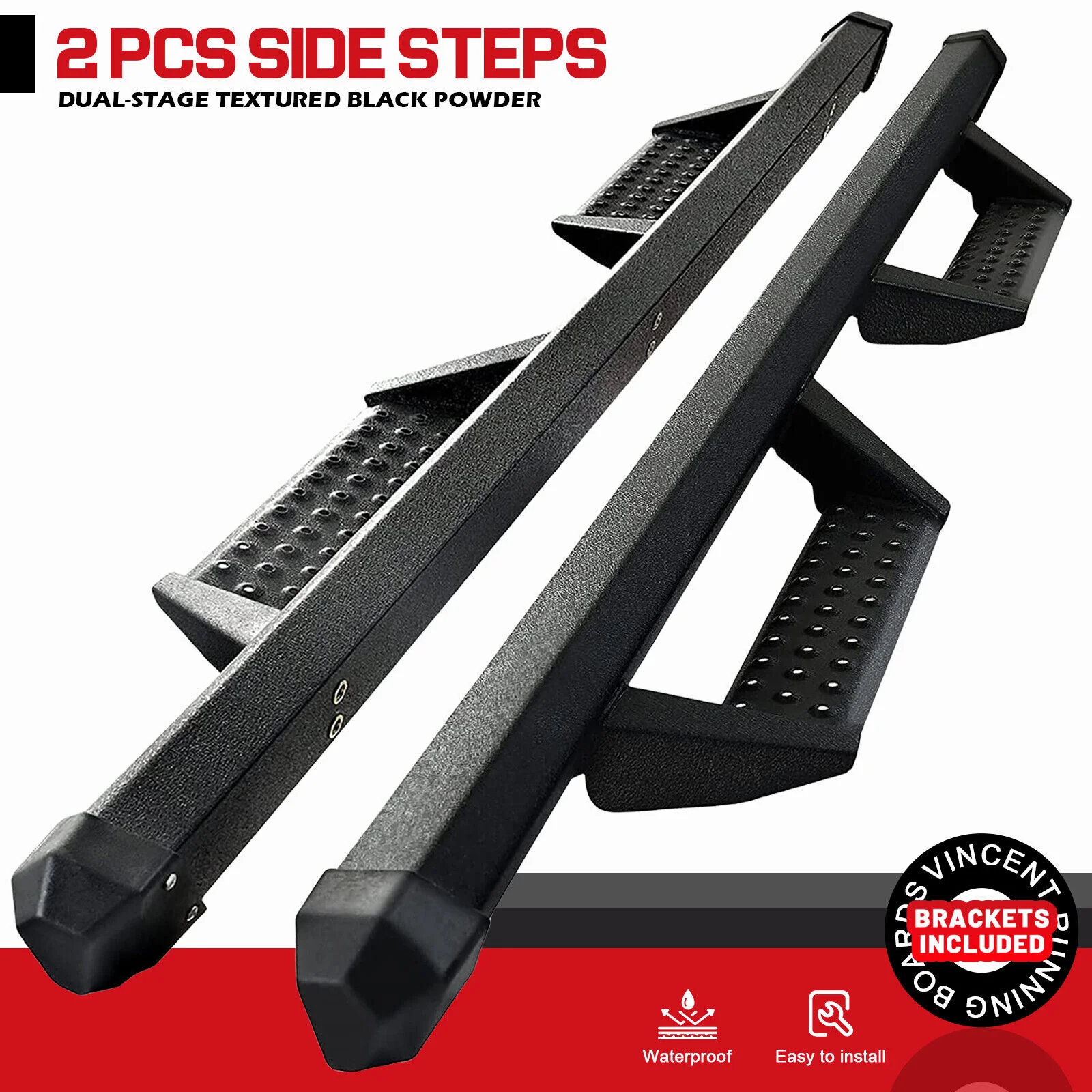 Drop Running Boards FOR 2024 2025+ Toyota Tacoma Crew Cab 3" Black Nerf Bar - Image 10