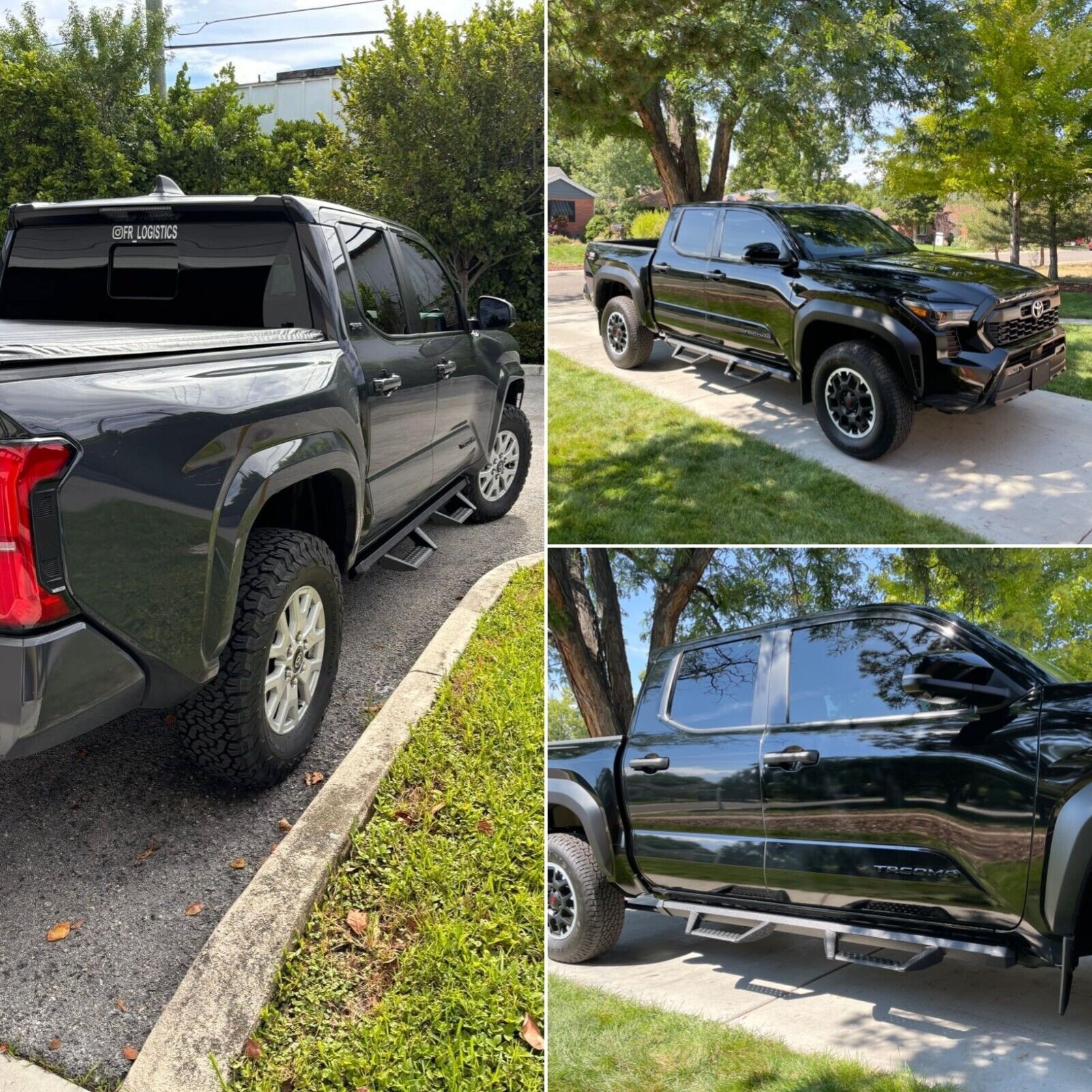 Drop Running Boards FOR 2024 2025+ Toyota Tacoma Crew Cab 3" Black Nerf Bar - Image 2