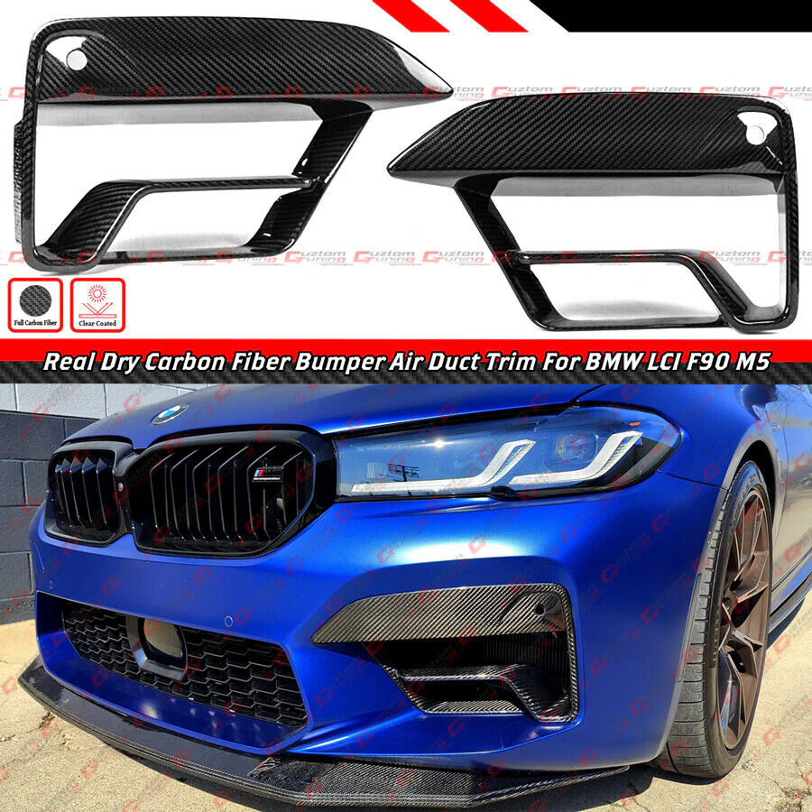 Dry Carbon Fiber Front Bumper Air Duct Inlet Vent Trims Cover For 2021-2023 BMW F90 M5 LCI - Image 2