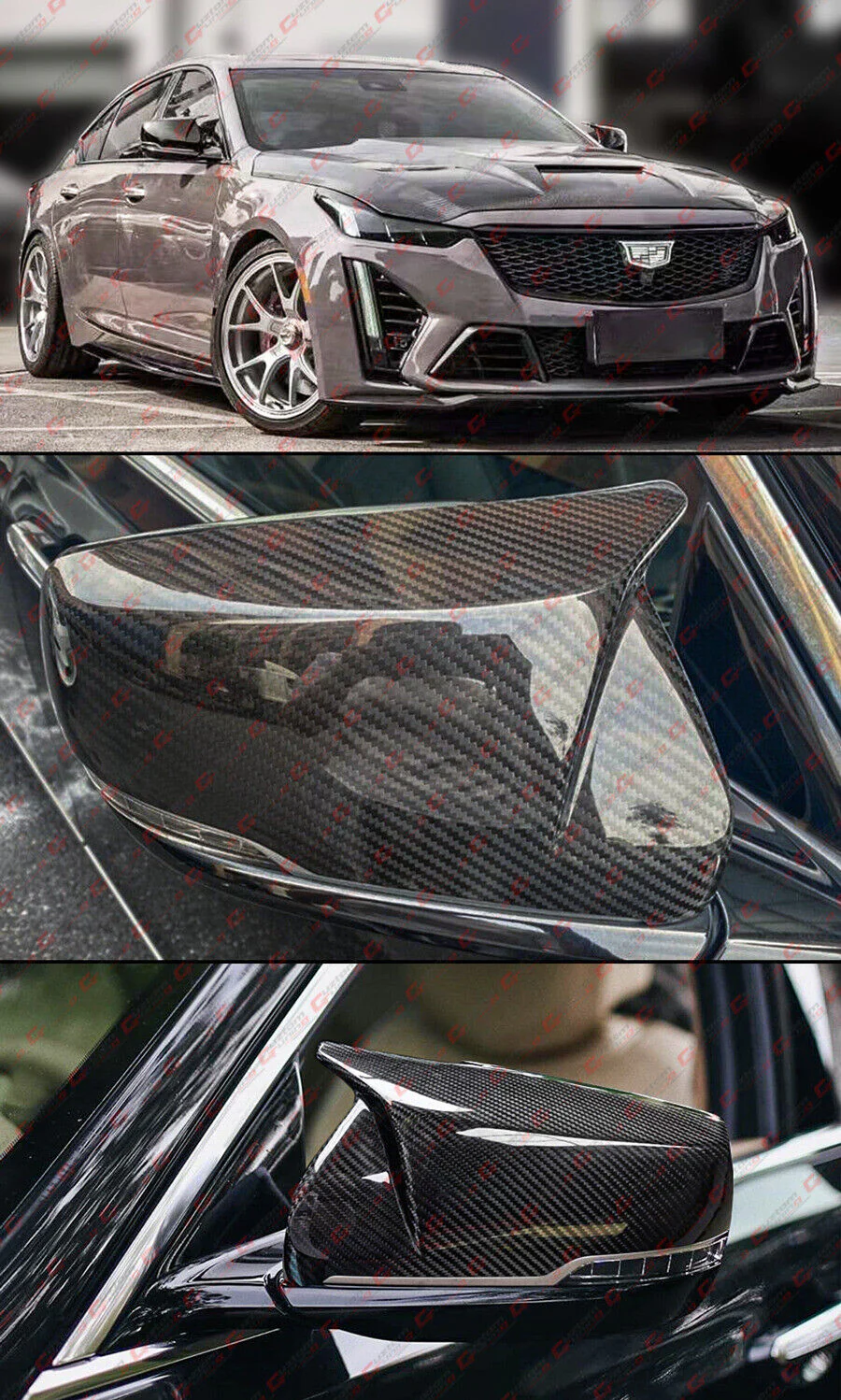 Dry Carbon Fiver Mirror Cover Caps for 2014-2024 Cadillax CTS CT5 CT6 - Image 4