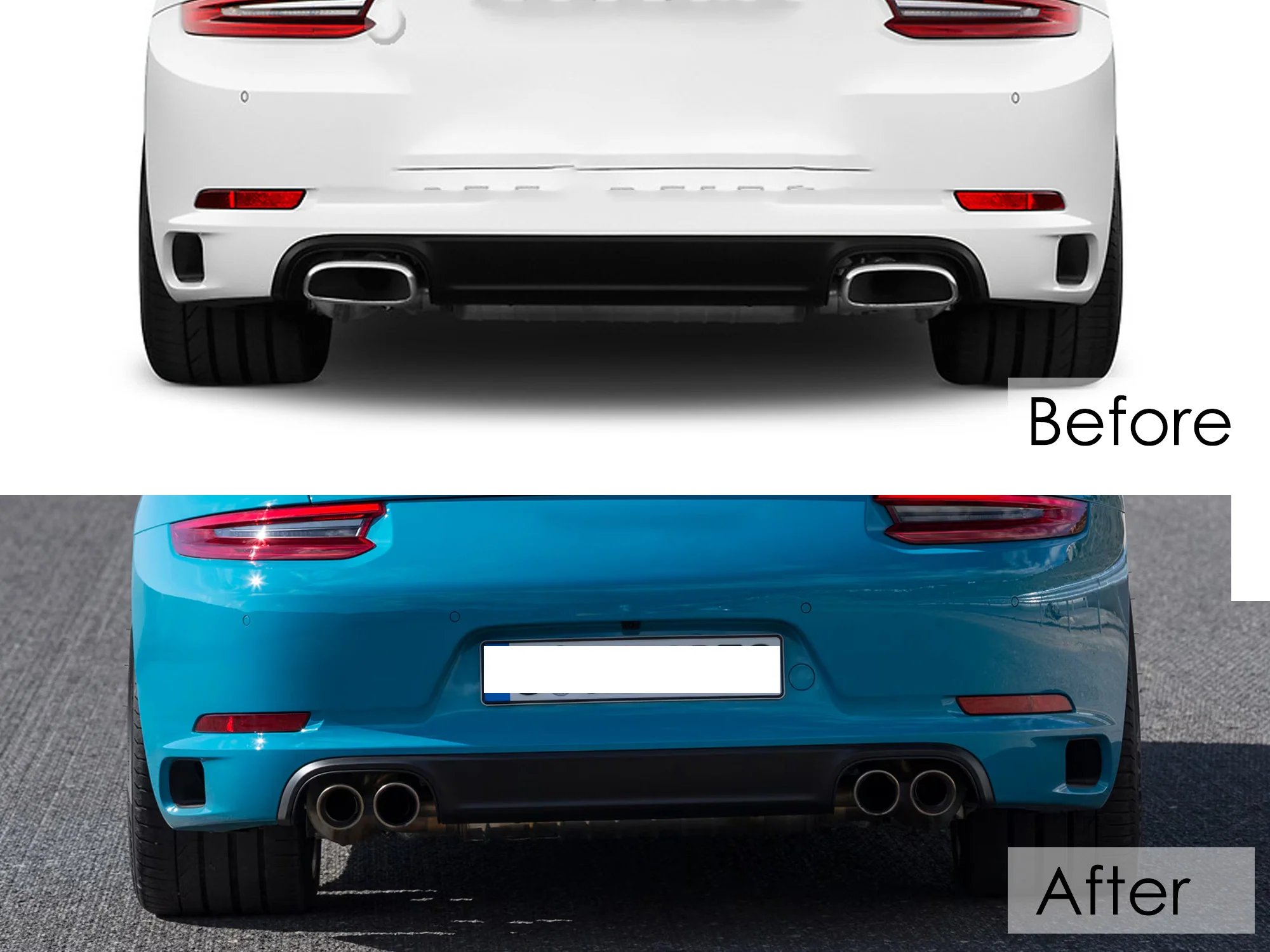 Exhaust Tips Black for Porsche 911 Carrera 991.2 NON-PSE 2017 2018 2019 - Image 3