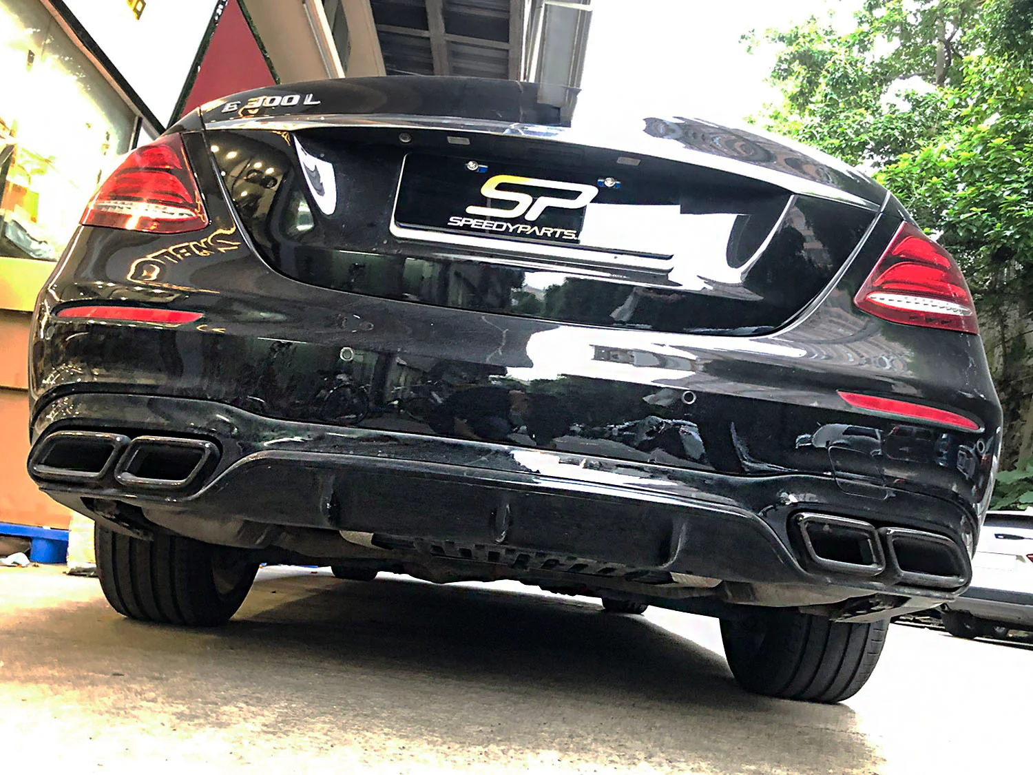Rear Diffuser + Black Exhaust Tips For Mercedes W213 Sedan AMG Pack 2016-2020 - Image 5