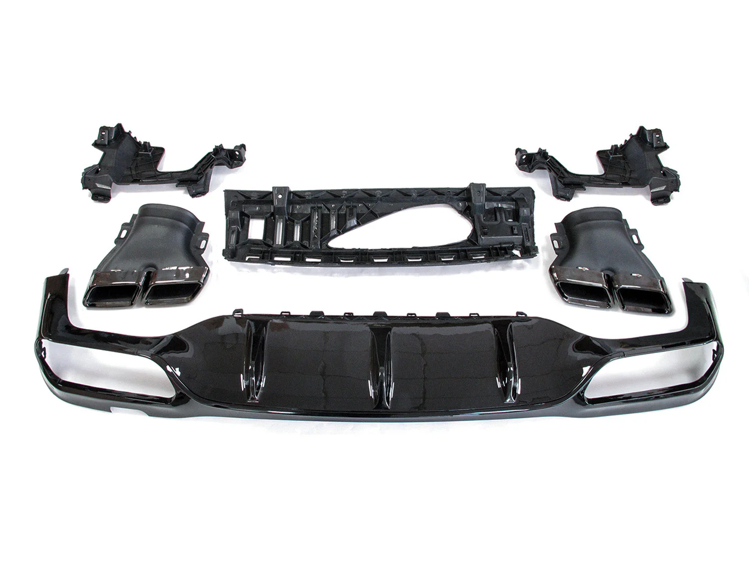 Rear Diffuser + Black Exhaust Tips For Mercedes W213 Sedan AMG Pack 2016-2020 - Image 9