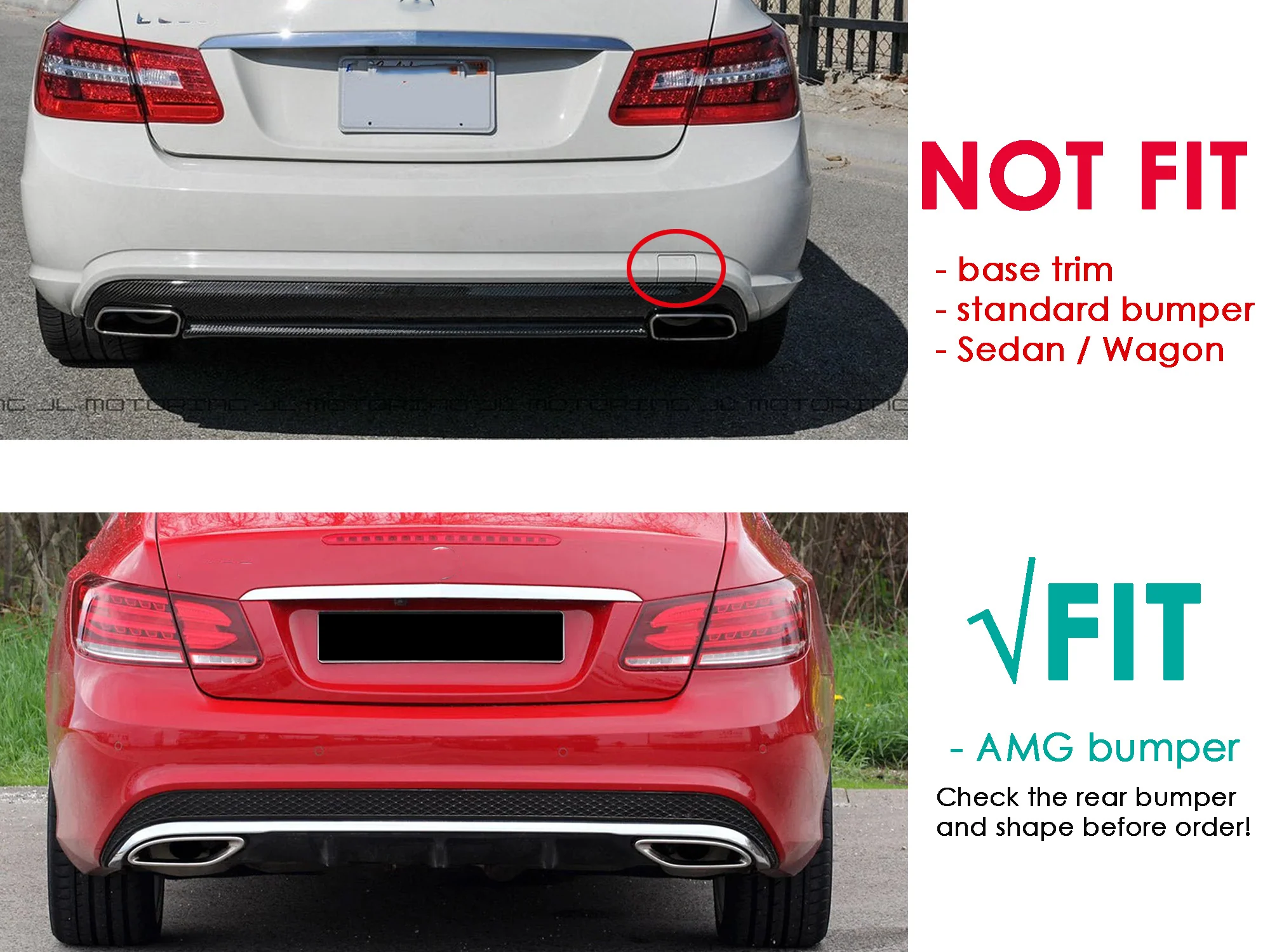Gloss Black Rear Diffuser w/ Silver Exhaust Tips for Mercedes C207 E250 E400 E500 E550 Coupe AMG 2014-2017 - Image 3